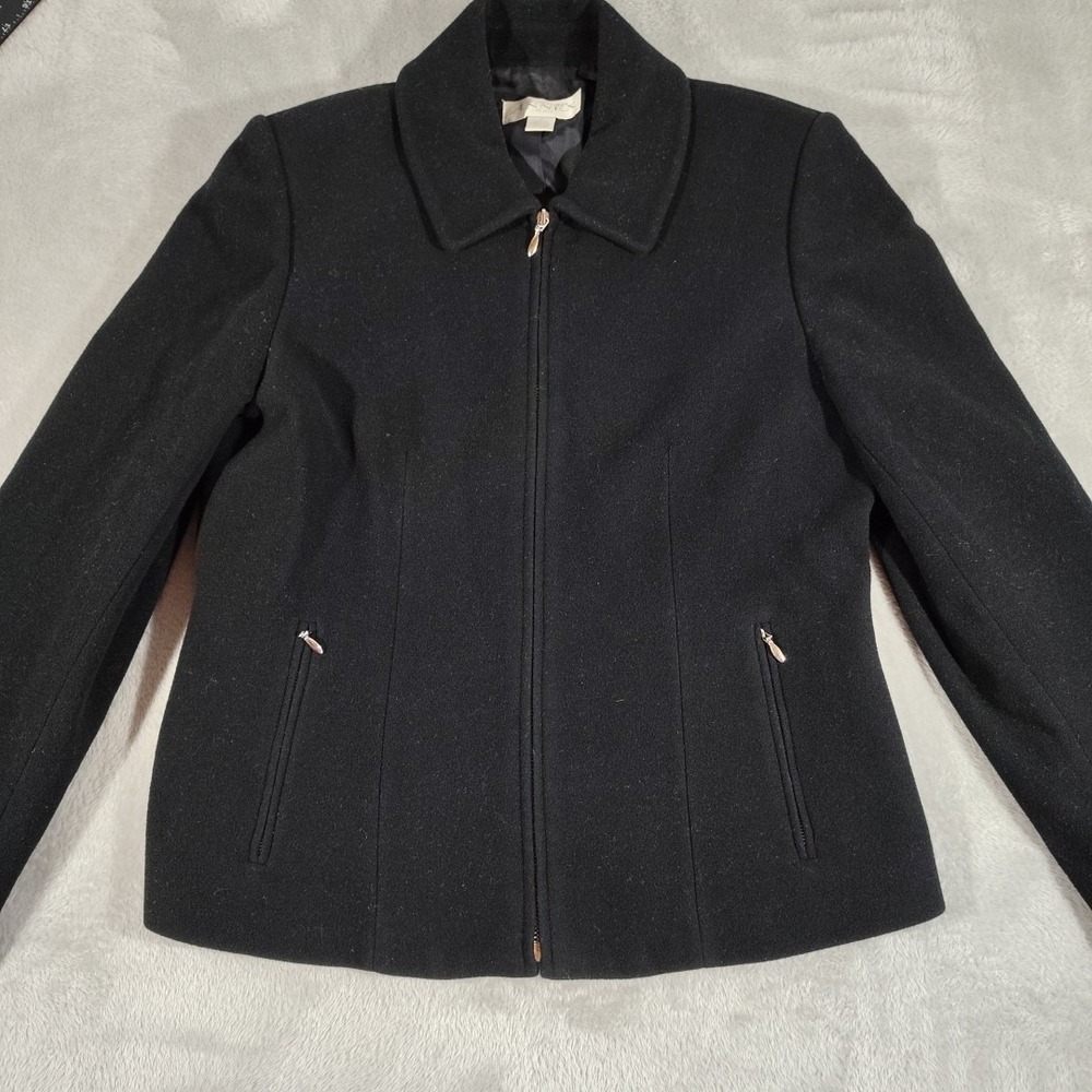 Casual Corner Annex Jacket Ladies 8 Petite Black Wool Blend‎ Full Zip Business